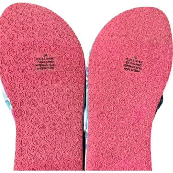 Lilly Pulitzer Pool Slippers in Sea Glass Aqua/Rainforest Retreat - L/XL - Picture 9 of 9